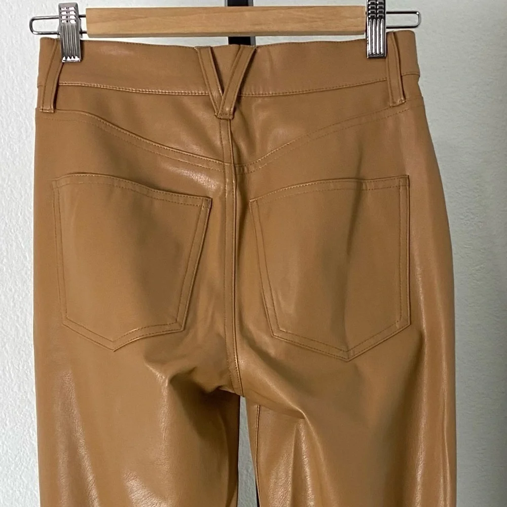 Veronica Beard Ryleigh Slim Straight Vegan Leather Pants Size 24 Faux Leather
